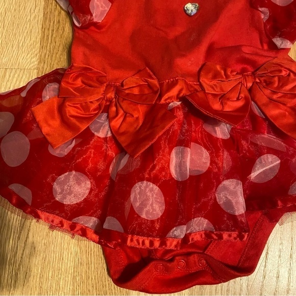 Disney Minnie Mouse Body Suit Costume 12-18 mos W/ Ears Headband Dress Red - Picture 3 of 6